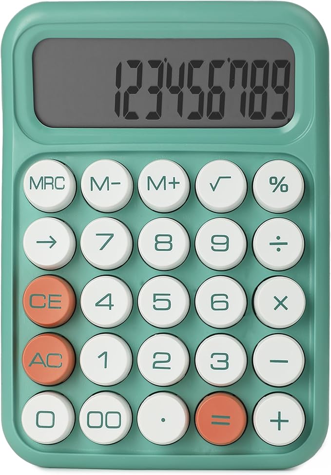 Mr. Pen- Mechanical Switch Calculator, 12 Digit Large LCD Display | Earthy Green with Big Buttons, Mechanical Switch Calculator for Home, School, Office