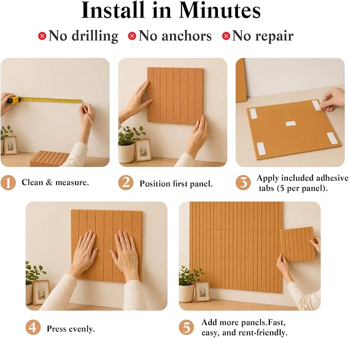 36" x24" Large Felt Bulletin Board, Bold-Stripe 6-Pack Cork Boards | Fabric Bulletin Board with 30 Adhesive Tabs, 30 Pushpins, Felt Wall Tiles for Office Push Pin Board Felt Board, Creamy Coffee | Fabric Bulletin Board with 30 Adhesive Tabs, 30 Pushpin...