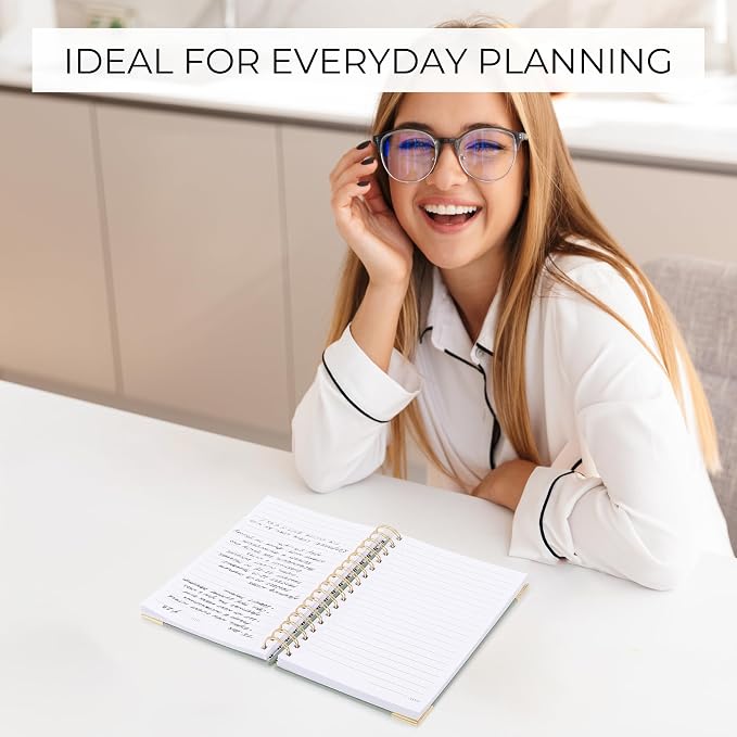 Aesthetic Thick Spiral Notebook Journal For Women in A5 Format - Modern Linen Hardcover College Ruled Note Book With 220 Lined Pages - Perfect For Writing And Staying Organized at Work or Schoo
