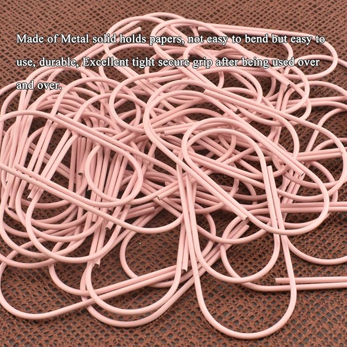 HAHIYO Paper Clips 2 inches (50mm) Length Pink Wide Paperclips Vinyl Coated Prevent Scratching Tearing The Pages Sturdy for Bookmark Organize Home Office School 30 Pack