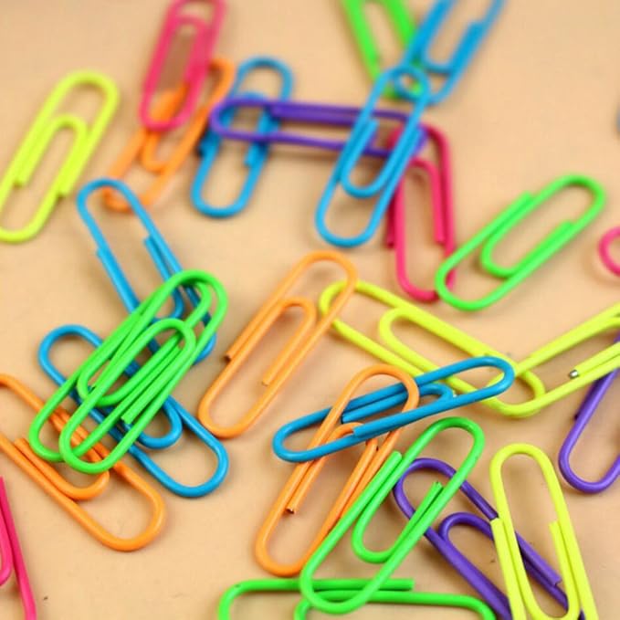 Coideal Colored Small Paper Clips Vinyl Coated, 200 Pack 28mm Assorted Color Mini Paperclips Holder Colorful for School, Office