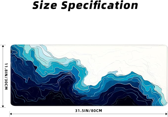 MEWOOCUE® Gaming Mouse Pad for Desk,Large Mousepad Laptop, Sea Beach Ocean Waves Mouse Mat,Long XXL Waterproof Keyboard Pads,Big Non-Slip Mousepads for Game Office Home(31.5 x 11.9 in)