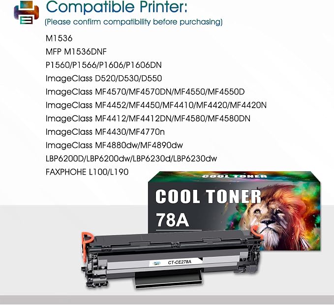 78A CE278A Black Toner Cartridge for HP LaserJet M1536dnf P1606dn P1566 | Compatible for HP 78A Toner Cartridge LaserJet P1606dn 1536dnf MFP M1536dnf 1606dn P1606 P1566 P1560 Printer Ink 4-Pack