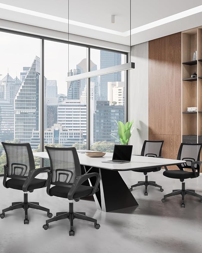 NEO CHAIR Office Computer Ergonomic Mid-Back Mesh Desk Chair, Black 2pack | Breathable Mesh Back with Lumbar Support, Height Adjustment, Smooth Rolling Casters for Home Office, Study or Gaming Setup