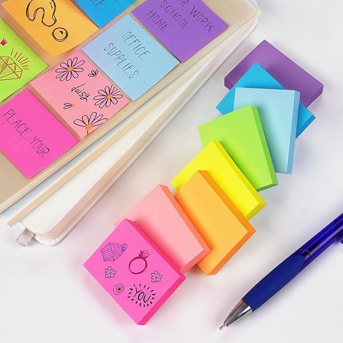 24 Pads Sticky Notes, 1.5x2 in, 8 Bright Colors, Total 1920 Sheets | Suitable for home, office, notebooks, and school
