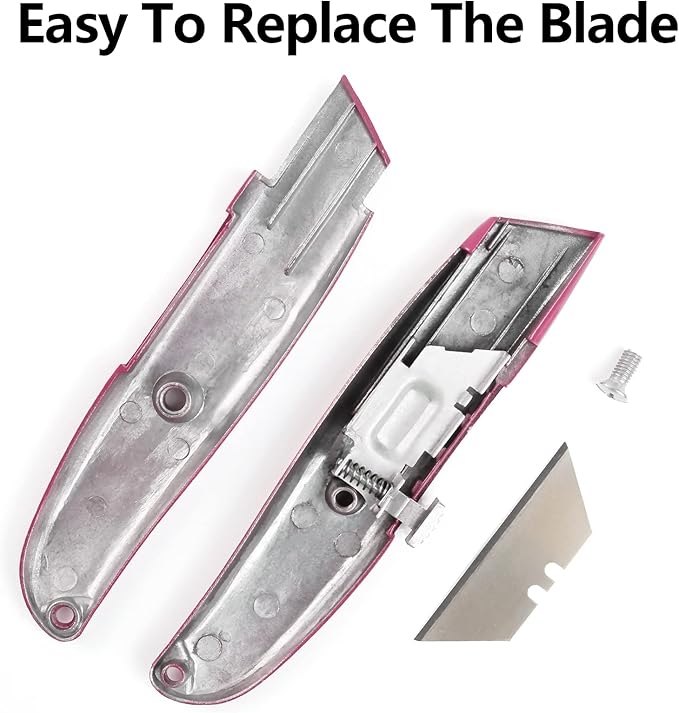 DIYSELF 2 Pack Box Cutter Retractable, Ergonomic Razor Blades Utility Knife | Ergonomic Razor Knives for Packages, Crafts, Tape and Leather; PVC Pipe Cutter for Home, Office, Shop and DIY Projects