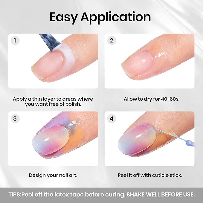 Beetles Odorless Liquid Latex for Nails 15ml - White Latex Nail Polish Barrier Peel Off Cuticle Guard for Gel Polish Protector Fingers Air Dry Nail Art Cuticle Protectors with Stick Gifts for Women