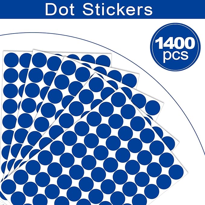 1400 PCS Blue Dot Stickers Round Coding Labels Circle Dots Labels Stickers Polka Circle Dot Stickers Label Sticker for Office,Classroom,Papers Etc