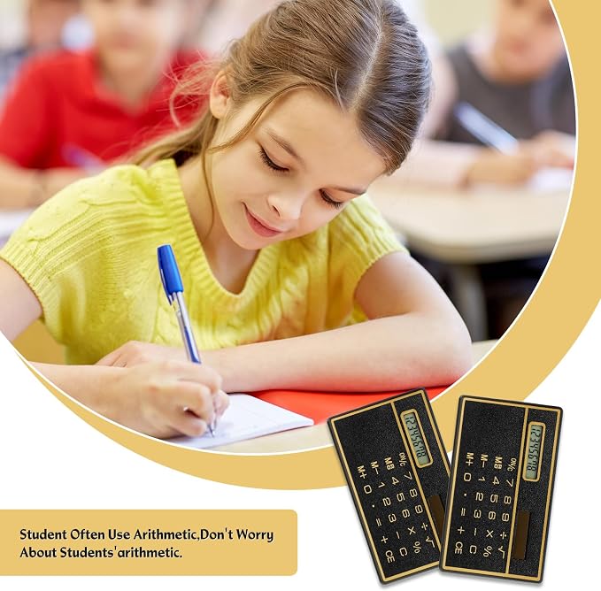 Weewooday 24 Pcs 8 Digits Thin Calculator Slim Credit Card Design Solar Power Pocket Portable Mini Calculator for Home Business School Basic Office