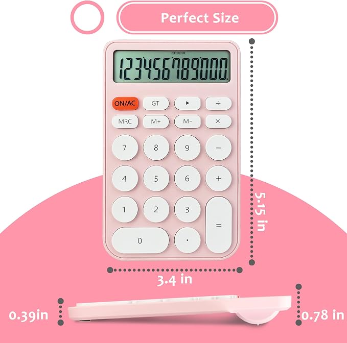 VEWINGL Basic Desktop Calculator, 12 Digit Large Display and Big Buttons | Modern Minimalist Design for School, Office, Home, and Everyday Use