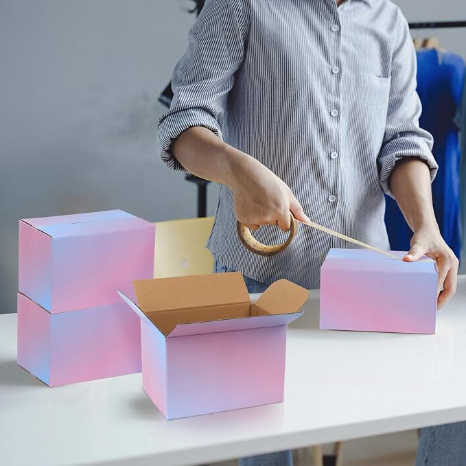FORBFAN 6 x 4 x 4 Shipping Boxes, 30 Pack Corrugated Cardboard Mailing Boxes for Small Business, Colorful Packing Boxes for Small Orders & Packaging