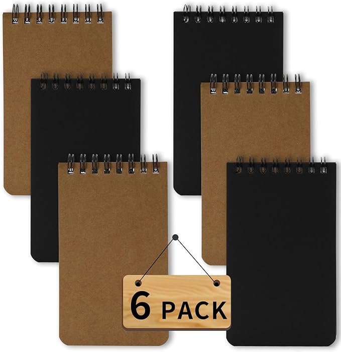 QiCheng 6pcs Pocket Notebook Mini Notepad Small Spiral Notebooks 3X5Inch | functionality PortabilityPortability convenience