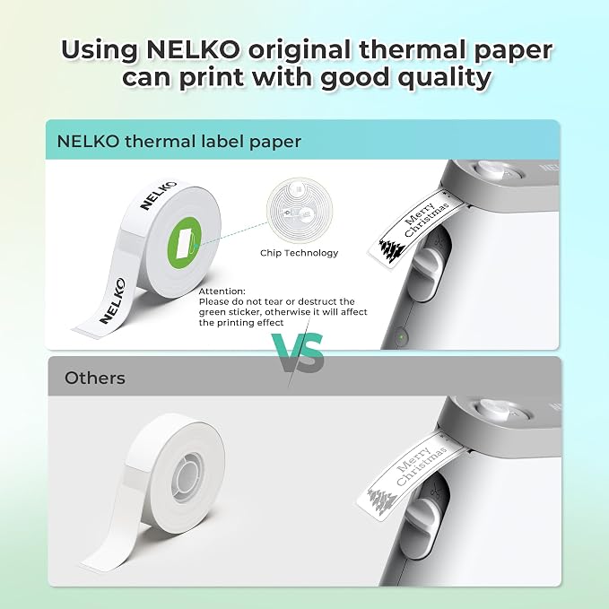 Nelko Label Maker Machine, P21 Label Printer with 3 Tapes & Case, White | Creative App & Multiple Templates, Inkless Printing, Built-in Cutter, Ideal for School, Teacher Supplies, Office, and Home