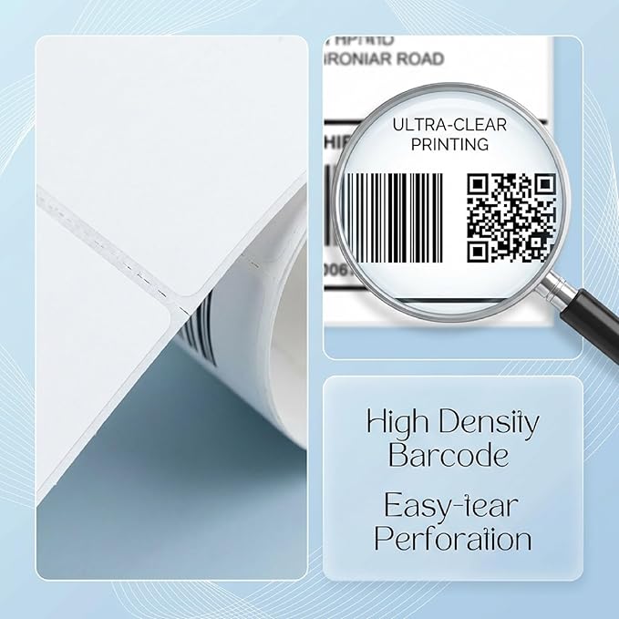 Thermal Direct Shipping Label - 4x6 Inches - 600 Sheets Fanfold Perforated 1 Stack - Waterproof - Compatible with Zebra Rollo Brother Printers - Commercial Grade