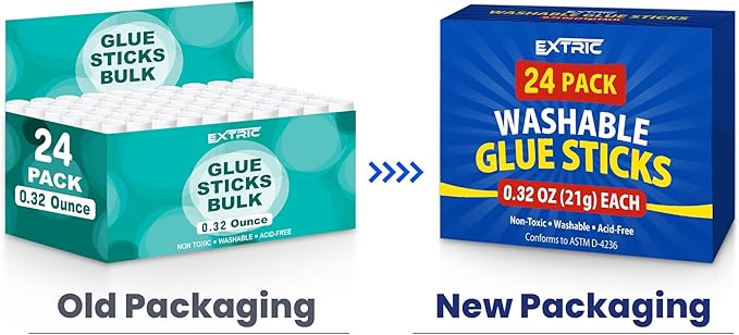 Glue Sticks Bulk Classroom, White Glue Sticks for Kids 24 Count, 0.32 Ounce, Washable All Purpose, for Kids, School and Home