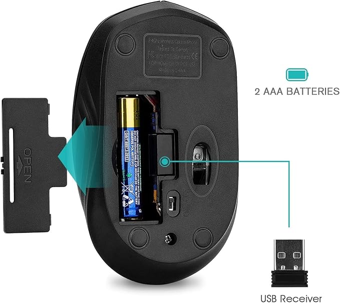 Rii Wireless Mouse, 2.4G Portable Computer Mice | For PC, Laptop, Windows, Office Included Wireless USB dongle , Black