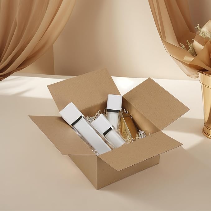 CRUGLA 25 Packs 7x7x4 Shipping Boxes for Small Business, Corrugated Cardboard Boxes Bulk for Shipping Packing Mailing