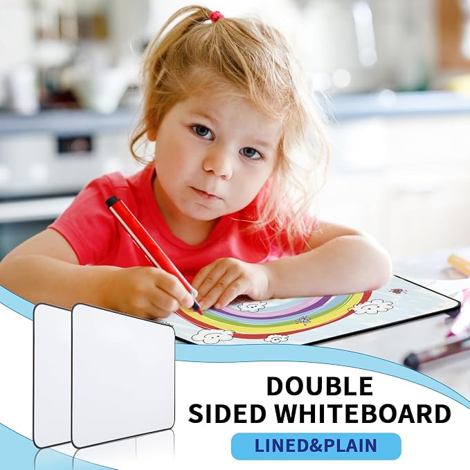 Small White Dry Erase Board Double Sided,Small Dry Erase Board 14x11 Inch,Mini White Board with 8 Markers for Students Office Kitchen