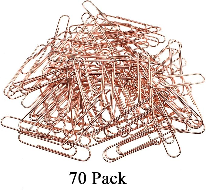 HAHIYO Paper Clips Large Sturdy 2 inches Length 70 Pack Paperclips Heavy Duty Tight Grip Rust Proof Reusable Metal Bright Rose Gold for Home Office School