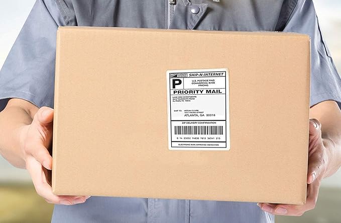 SJPACK 4 x 6 Fanfold Labels, 4000 Thermal Shipping Label for FedEx Shipping Label (4 Stack- 4000 Labels)