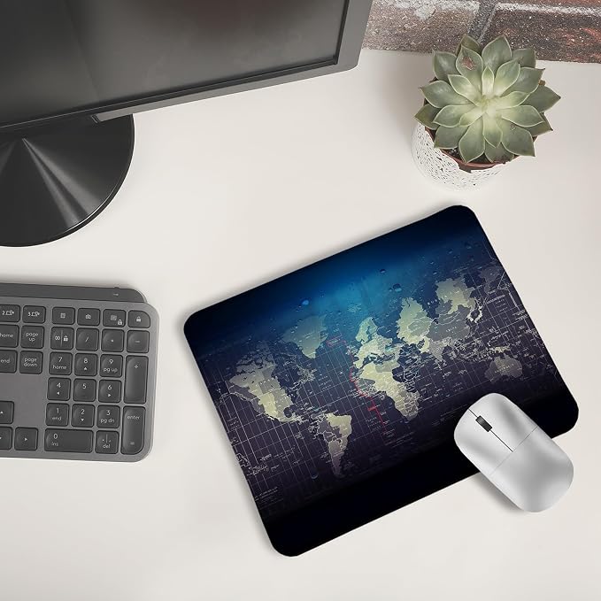 World Map Mouse Pad, Map of The World Mouse Pads for Wireless Mouse Computers Laptop Desk Accessories, 9.5x7.9 Inch