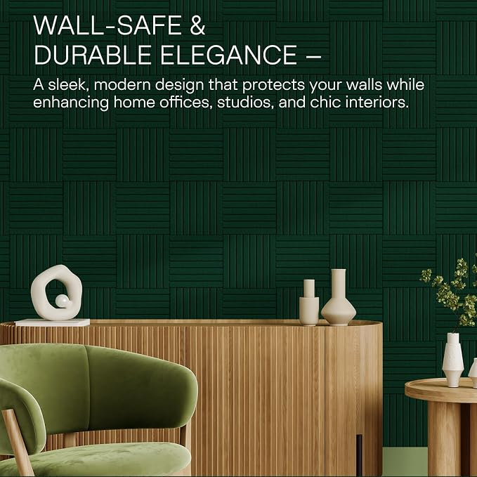 MaxGear Bulletin Board 36" x 24", Pine Green Felt Wall Tiles Room Decor | Cork Board For Walls Alternative, 6 Pack 11.8" x 11.8" 3D Wall Panels, Poster Felt Board, Pin Board For Office, Home Decor