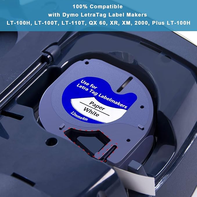 Hehua Compatible with Dymo 91330 12mm Label Maker Tape 20PK Refills 10697 | 1/2 inch; 12mm label;Dymo LT 91330; Black ink on White; For Label Manager LT-100H 100T 110T 200B QX50 XM 2000