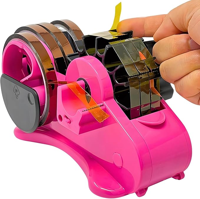 echomerx Original Heat Tape Dispenser Multi-Roll - Pre-Cut Sublimation, Heat Resistant, Heat Transfer, Thermal, Heat Press , Thin Double-Sided & Scotch Tapes, 1" & 3" Large Core, Pink