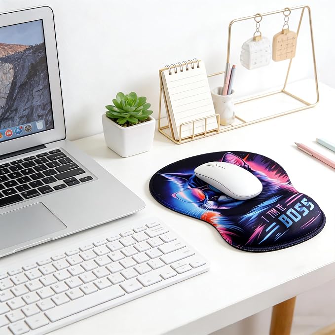 Ergonomic Mouse Pad with Wrist Rest - Gel Wrist Support Mousepad with Non-Slip PU Base for Computer, Laptop, Office & Home