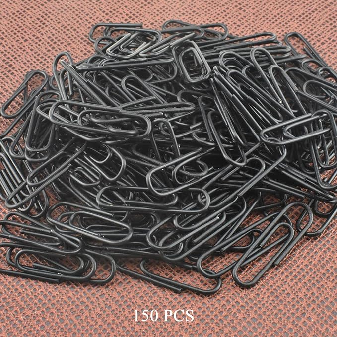 HAHIYO Paper Clips Large 1.1 inches (28mm) Length Black Paperclips Vinyl Coated Prevent Scratching Tearing The Pages Sturdy for Bookmark Organize Home Office School 150 Pack