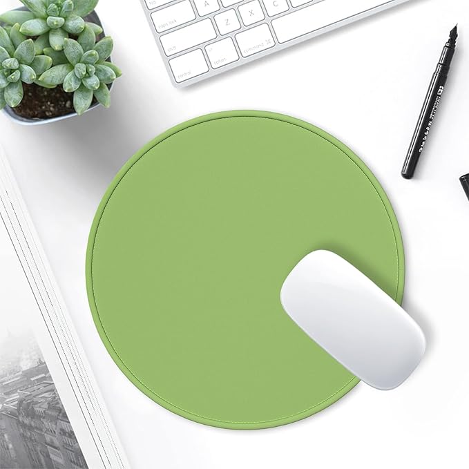Hsurbtra Mouse Pad, Premium-Textured Small Round Mousepad 8.7 x 8.7 Inch Grass Green, Stitched Edge Anti-Slip Waterproof Rubber Pretty Cute Computer Mat for Office Home Gaming Laptop Men Women Kids
