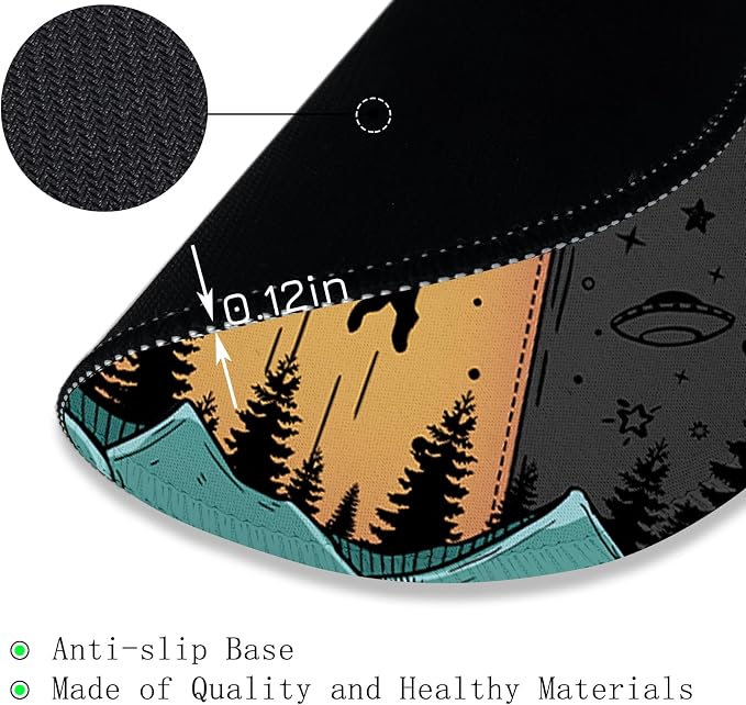 Gctriki Small Round Mouse Pad for Desk, Funny UFO Cow Mousepad for Laptop | Stitched Edge, Non-Slip Rubber Base, Travel, Computer, Gaming, Cute Home Office Decor Desk Accessories Supplies, 8.6 In