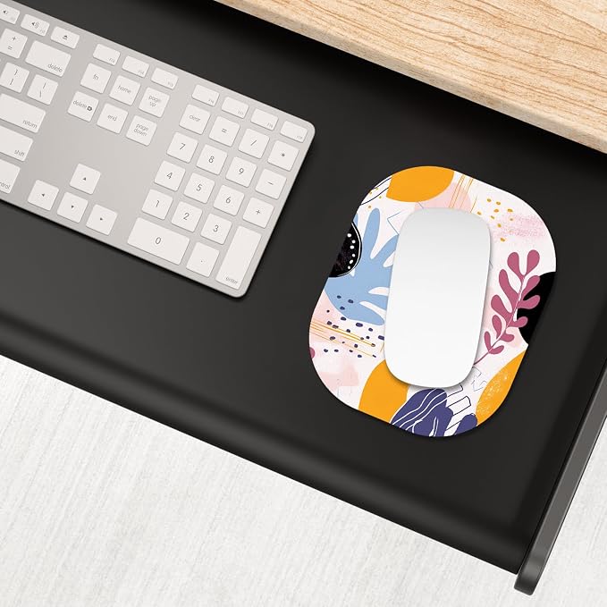 Small Mouse Pad, 6 x 7 Inch, Oval Mini Mouse Pad with Non-Slip Rubber Base for Laptop Wireless Mouse Keyboard Tray Mousepad, Art Seamless Patterns