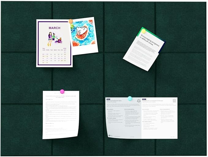 Felt Bulletin Board Tiles, Cork Board Alternative, 48 x 36 in | 0.35 in modular felt wall tiles for notes, photos, schedules, reminders in offices, classrooms, home & office workspace