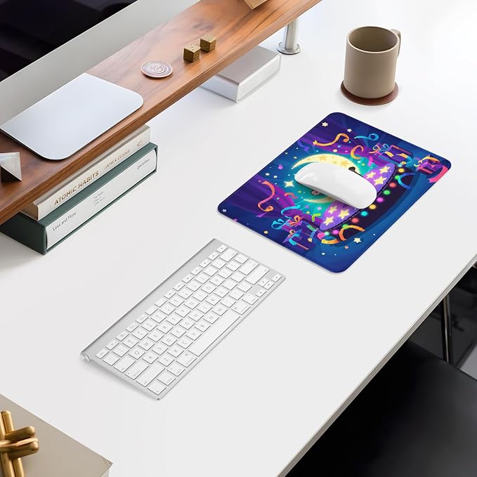ITNRSIIET Mouse Pad Non-Slip Rubber Base Smooth Surface Stitched Edges Waterproof Durable Compatible with All Mice for Office & Gaming, Desk Accessory, 10.2x8.3x0.12 inch, PixelPartyCat