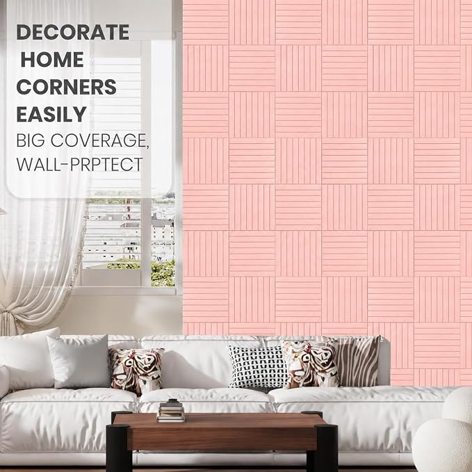48" x 36" Large Felt Bulletin Board, Eight-Stripe Pink | 12 Pack Cork Board Alternative with 30 pushpins, 60 Safe Adhesive Tabs, Pin Boards for Wall Decor, Home, Office, Classroom