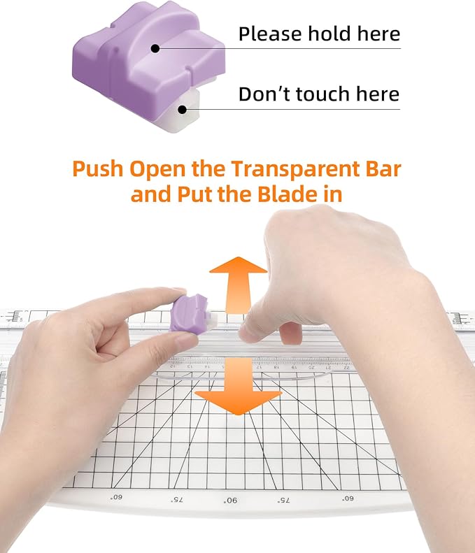 Firbon Paper Cutter Refill Blades, Replacement Blades for Trimmers | 5 Pieces Purple Blade Set | Spring-loaded Safety Design | Compatible for A4 A5 Paper Trimmer Slicer