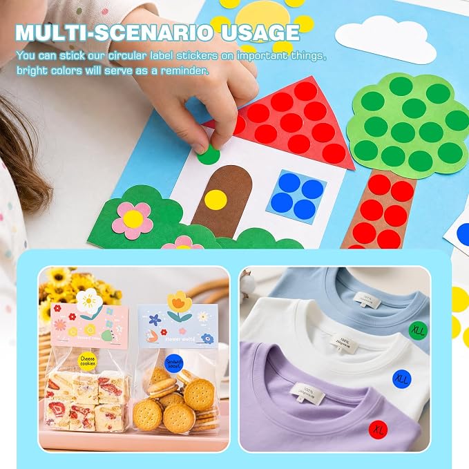 3/4 Inch Color Coding Label Stickers,2000PCS Circle Inventory Sticky Dots Sticker (Red/Blue/Yellow/Green)