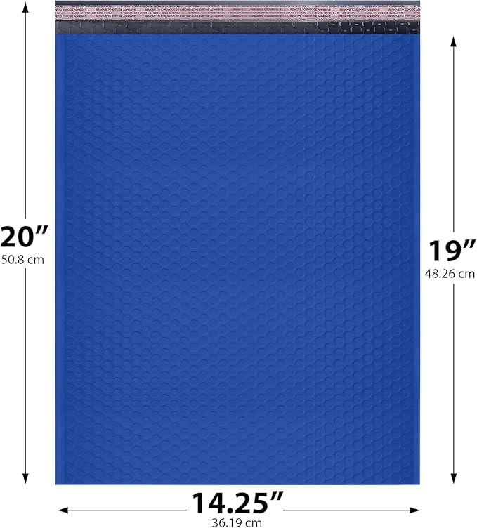 Royal Blue Poly Bubble Mailers 14.50x20 Inch #7 | Self Seal Large Padded Envelopes | Air Cushioned Bubble Mailer | Usable Size 14.25x19 Inch | Waterproof Lightweight Mailing Shipping Bags | 100 Pack