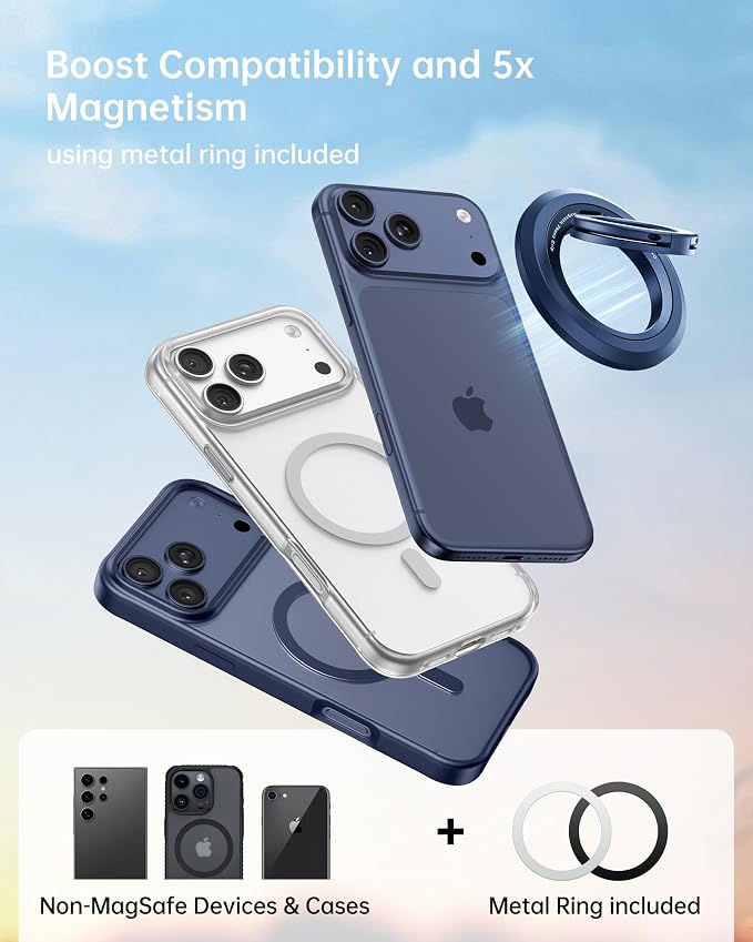 SYNCWIRE Magnetic Phone Ring Holder, for MagSafe Phone Grip Stand Kickstand | 360° Rotation, Double-Sided Magnet, Cell Phone Grip Finger Holder, for iPhone 17 16 15 14 13 12 Pro Max, MagSafe Accessories