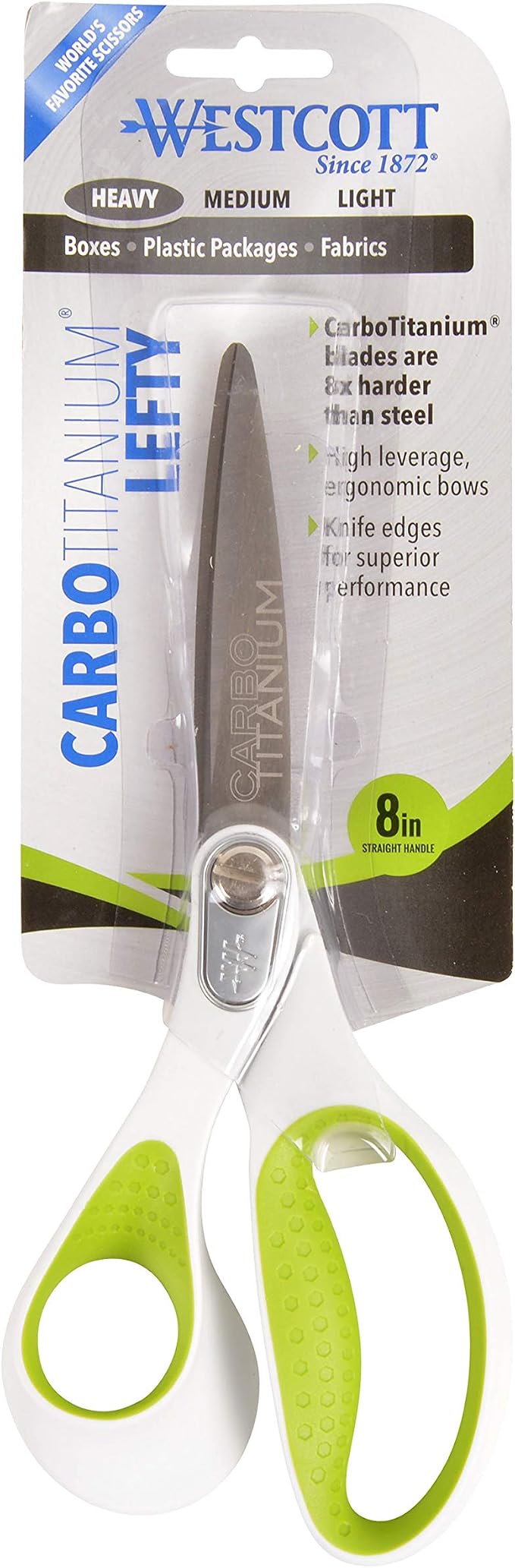 Westcott 16935 8-Inch Heavy-Duty Lefty Carbo-Titanium Scissors For Office and Home, Straight (16935)