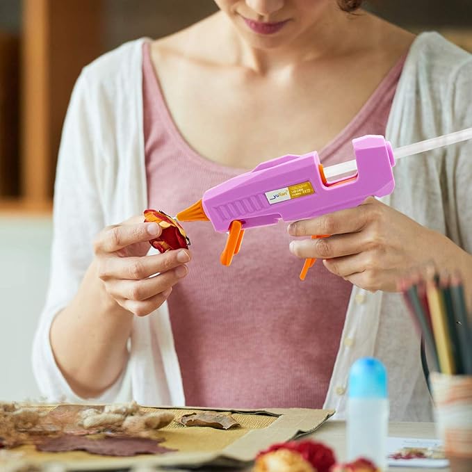 Hot Glue Gun Kit with 30pcs Glue Sticks, Mini Hot Melt Glue Gun with Carrying Case for Crafts, School DIY Arts, and Home Repair (30Watts, Pink)