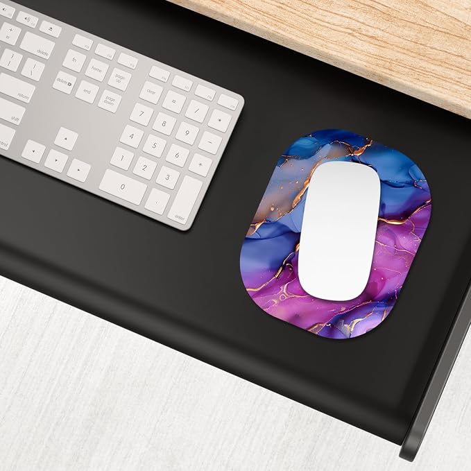 Small Mouse Pad, 6 x 7 Inch, Oval Mini Mouse Pad with Non-Slip Rubber Base for Laptop Wireless Mouse Keyboard Tray Mousepad, Marble Patterns