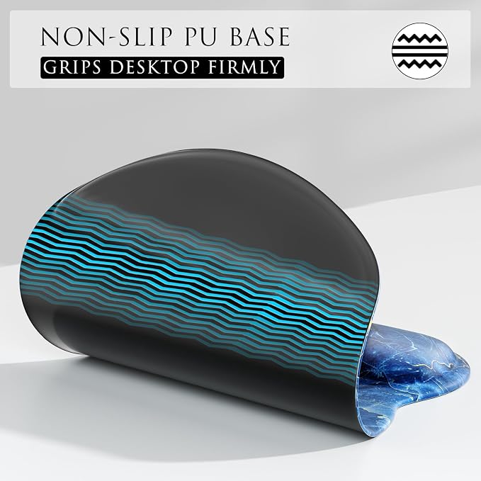 MROCO Ergonomic Mouse Pad with Gel Wrist Rest, 9.4 x 8.1 in, Ocean Marble | Ergonomic Shape Design, Multiple Pattern Options, Gel Wrist Comfort, Smooth Lycra Surface, Non-Slip PU Base