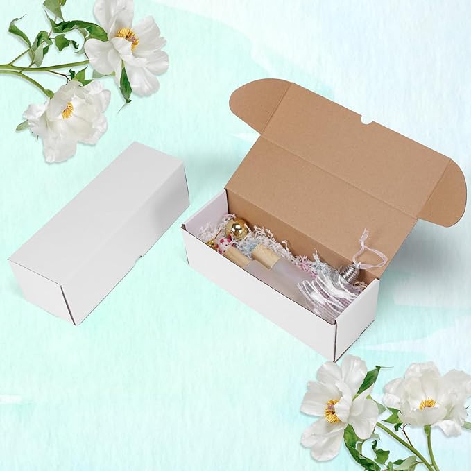 WIFTREY 12x4x4 Small Shipping Boxes set of 25, White Corrugated Cardboard Box 12''L x 4''W x 4'' H for Mailing Packing Shipping