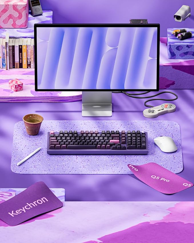 Keychron Q5 Pro Wireless QMK/VIA Mechanical Keyboard, Full Customizable 96% Layout with Programmable Knob, Hot-swappable K Pro Red Switch Compatible with Mac Windows Linux - Purple