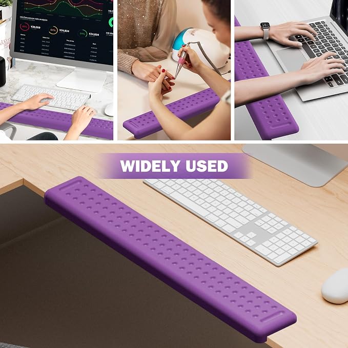 Leolee L-Shaped Desk Long Wrist Rest Elbow 60CM, Purple Arm Rest for Desk | Memory Foam, Non-Slip Base, Ergonomic Desk Edge Cushion, Wrist Support for Computer Keyboard, Typing, Office, Home