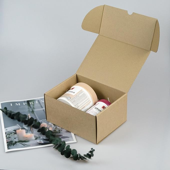 8x6x4 Inches Shipping Boxes Set of 20, Brown Corrugated Cardboard Box Literature Mailer for Packing Small Business