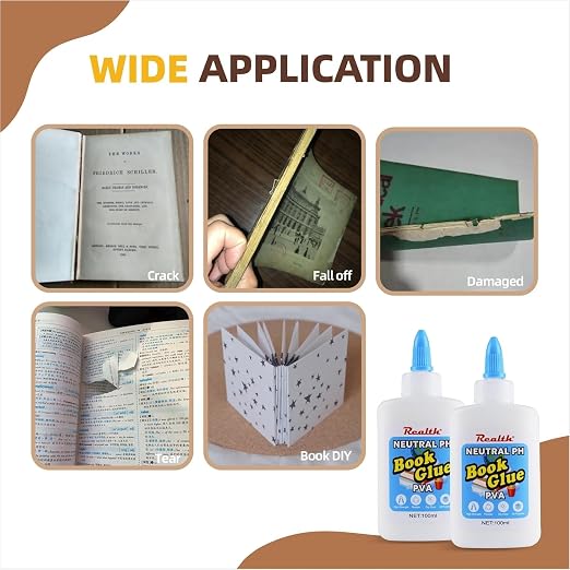 Book Binding PVA Glue PH Neutral, Acid-Free Tacky Adhesive 8.45 Fl Oz | Hardcover, Paperback, Bible & Journal Repair