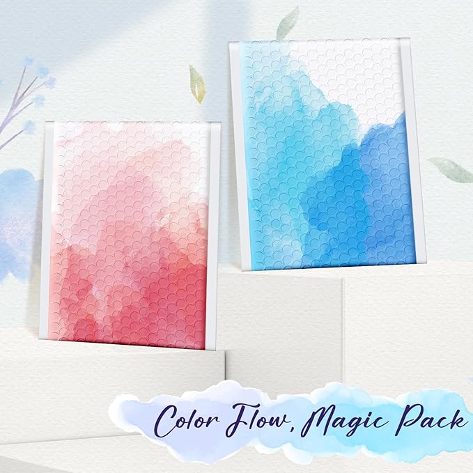 Fuxury Bubble Mailers 6x10" Blue Watercolor Small Padded Envelopes 100 Pack Usable Size 6x9" Strong Adhesion Bubble Envelopes Thick Padded Mailers Waterproof Shipping Bags for Jewelry Makeup #0